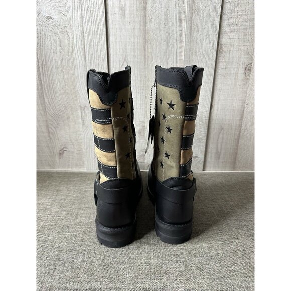 Milwaukee Leather Boots Mens Size 10 Stars and Stripes Motorcycle Rider Harness - Picture 3 of 11